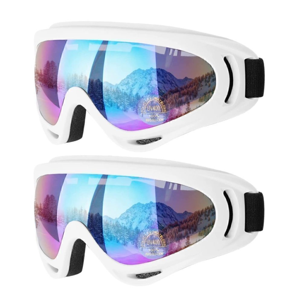White Ski Goggles Unisex 2 pairs